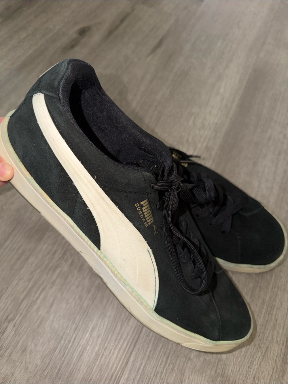 Puma Men's Black Suede Lace-Up Sneakers 10.5